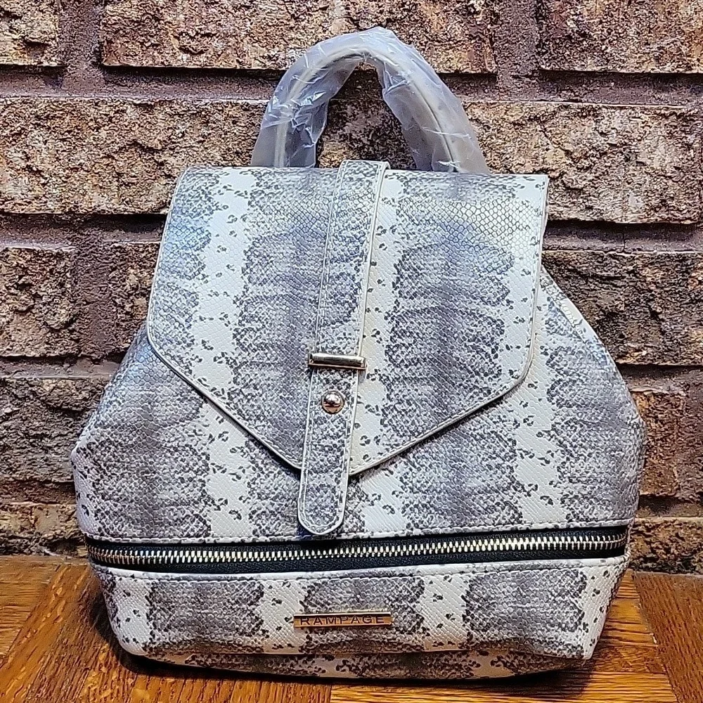 Rampage Mini Backpack Gray Snakeskin Animal Print 10 Inch New with tags